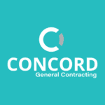 Concord General Contracting logo featuring white text and a circular design on a teal background