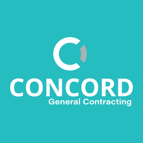 Concord General Contracting logo featuring white text and a circular design on a teal background